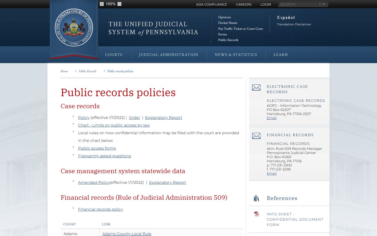 Greene County court records policy source for Greene County