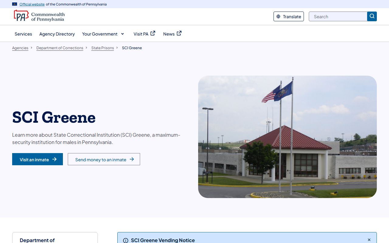 Greene County inmate records SCI Greene state prison source