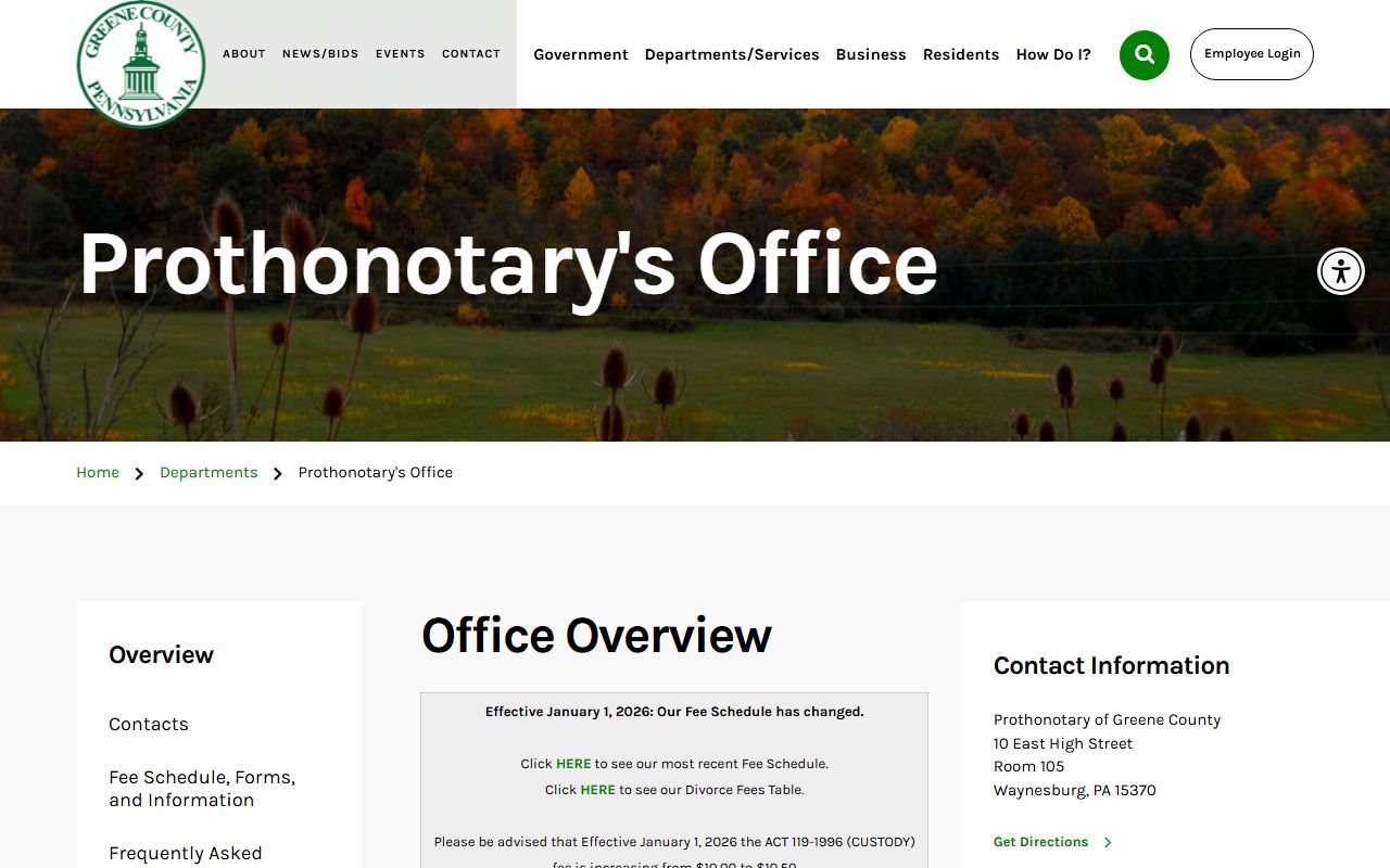 Greene County marriage and divorce records Prothonotary source