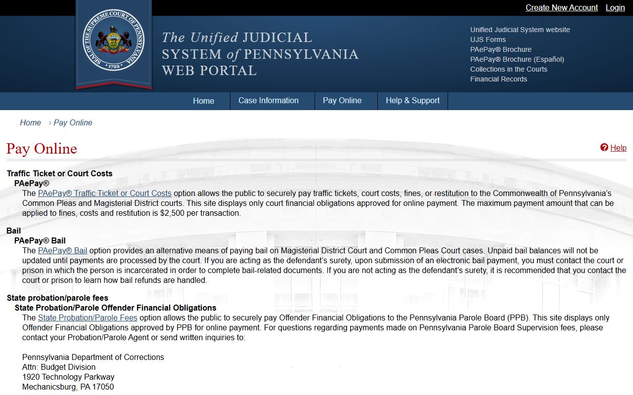 Greene County traffic court records UJS payment source