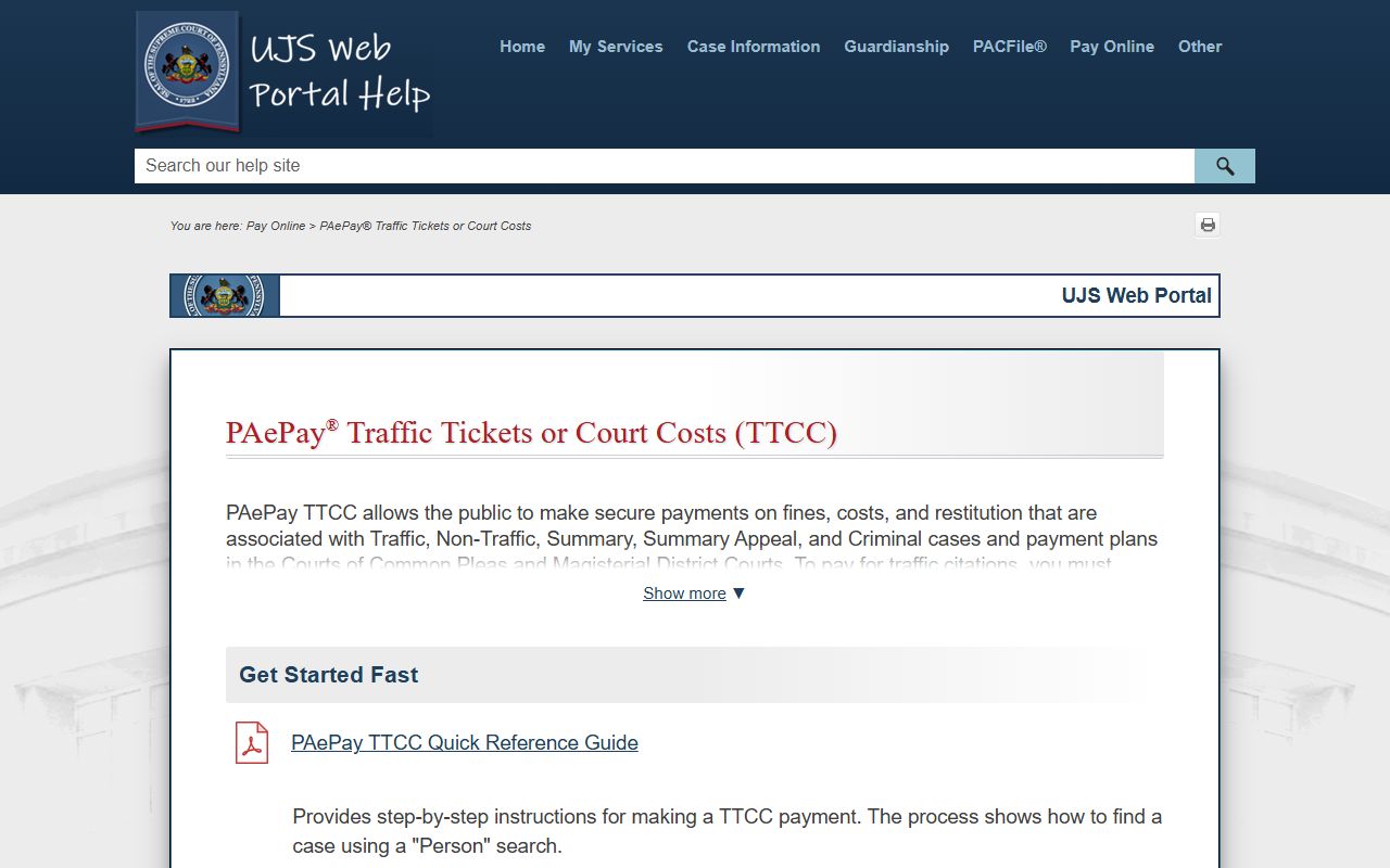 Greene County traffic court records PAePay help source