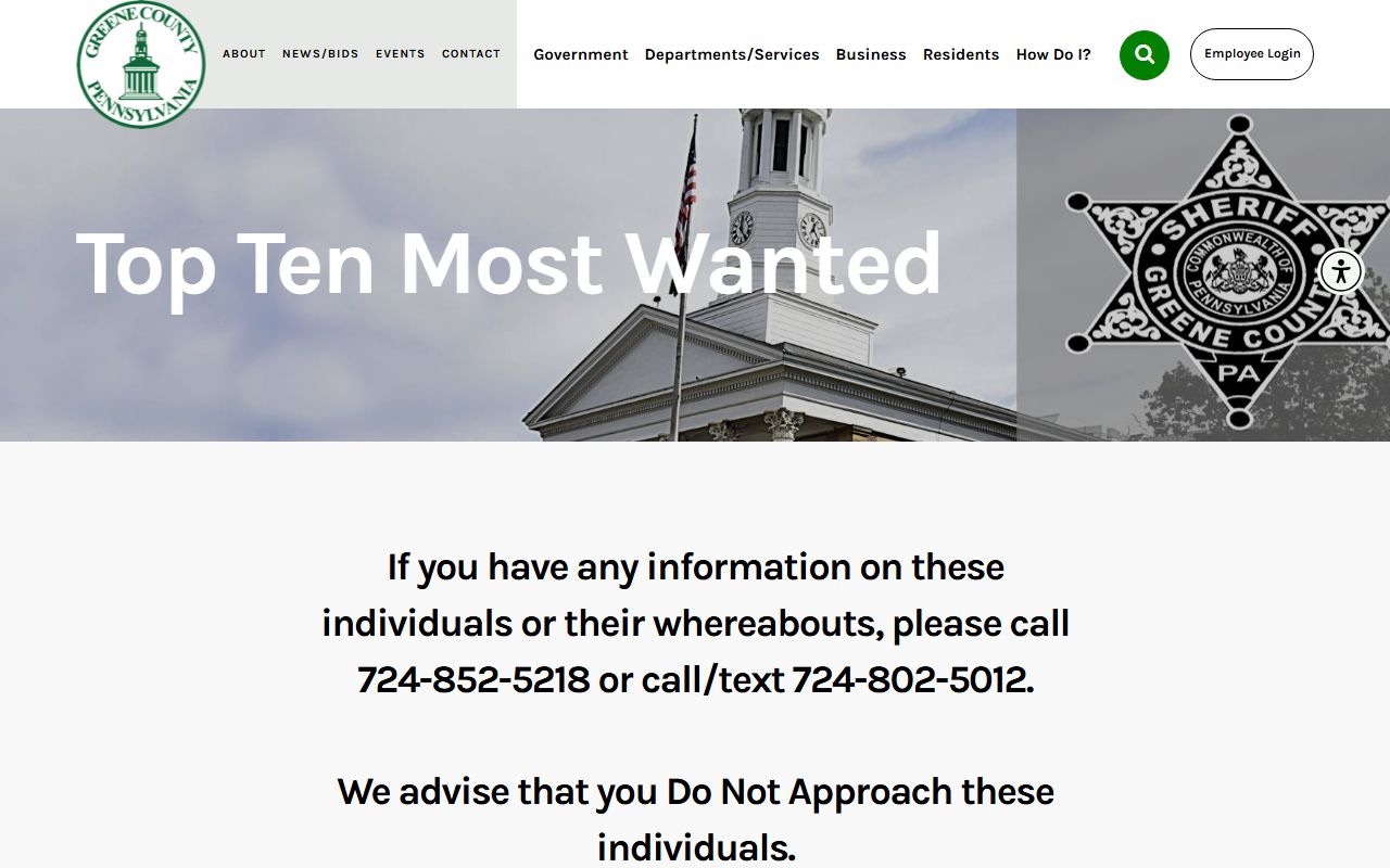Greene County warrant records Top Ten Most Wanted source